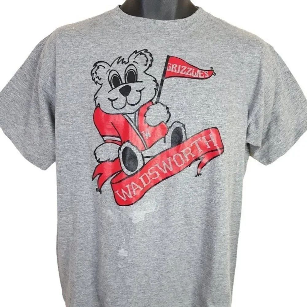 Wadsworth Grizzlies T Shirt Vintage 80s Ohio High School Bozo Clown Mens Medium